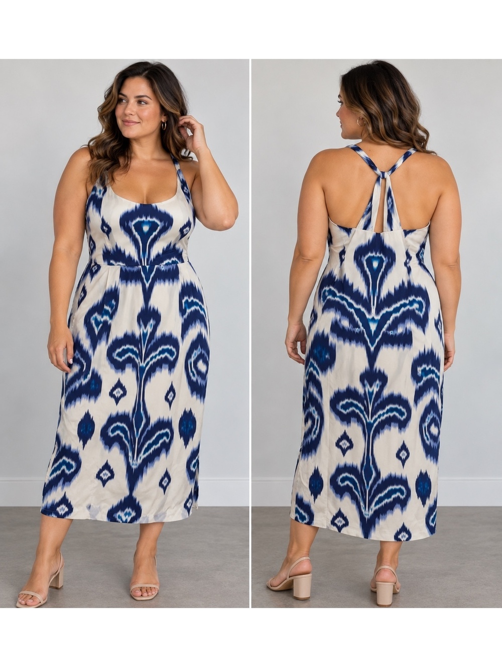 Banana Republic Size 8 Silk Ikat Print Midi Dress